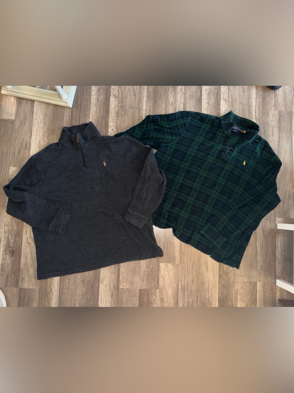 Lot of 2 Men’s Polo Ralph Lauren Quarter Zips Mockneck- Size XXL! Gray & Plaid
